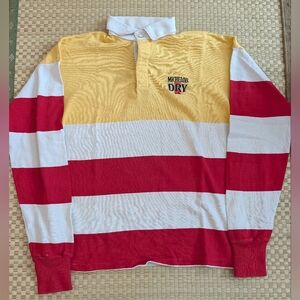 Vintage Dehen Michelob Dry Long Sleeve Striped Polo Men's Size Large Made in USA